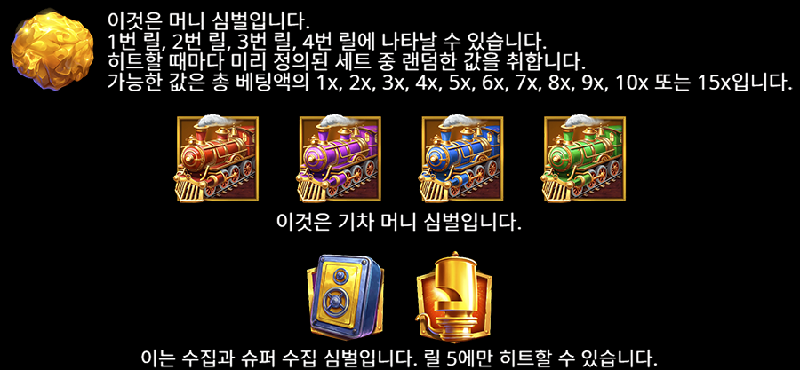 마제스틱 익스프레스 골드 런 머니 심벌 종류