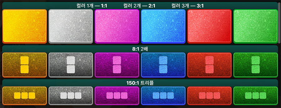 슈퍼 컬러 게임 베팅 옵션